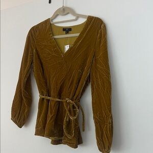 J. Crew Never Worn Velvet Wrap Top in Mustard
